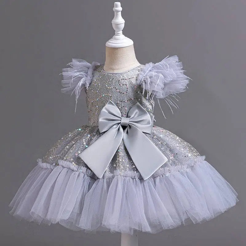 Silver Sequined Wedding Dress Tulle Skirt Summer