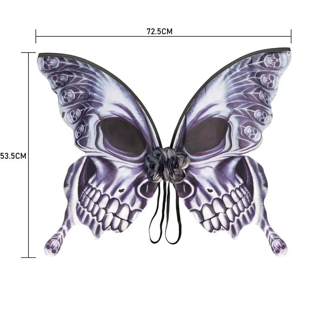 Silver Skull Halloween Butterfly Wings