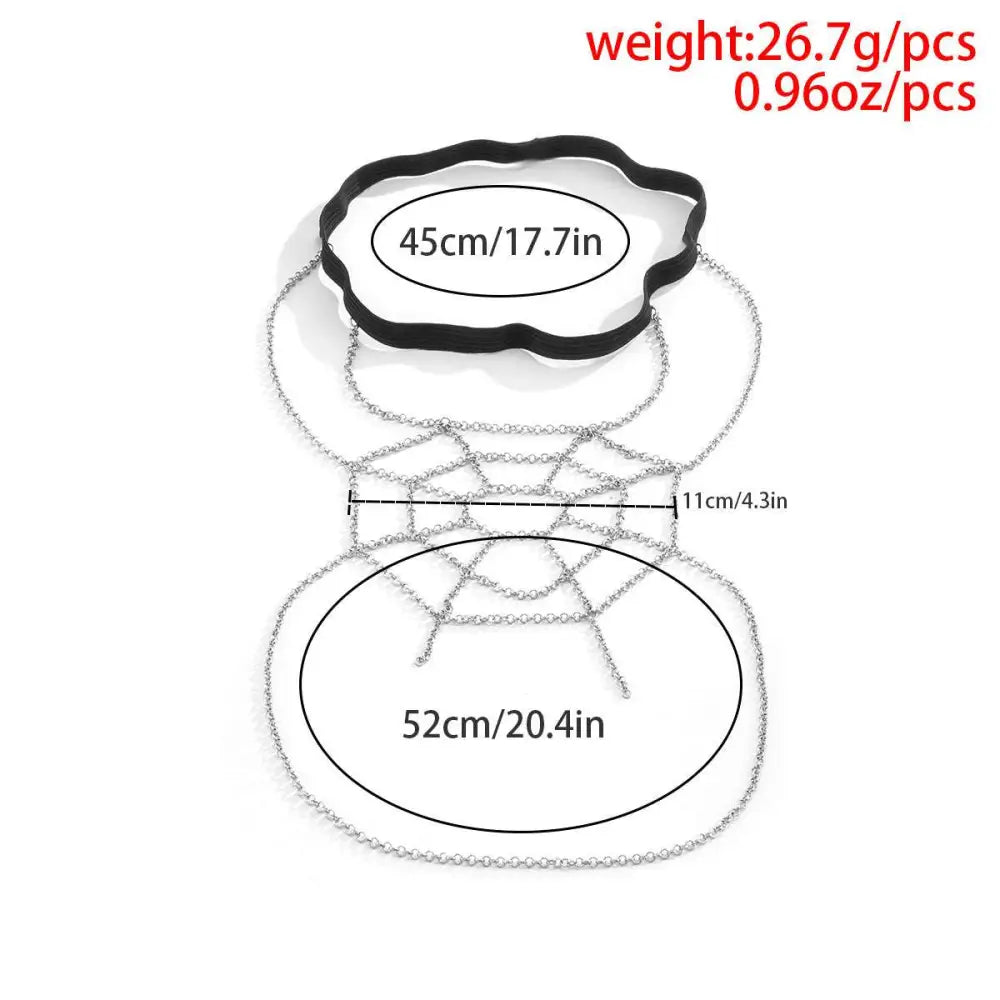Silver Spiderweb Geometric Body Chain Jewelry Thigh Garter
