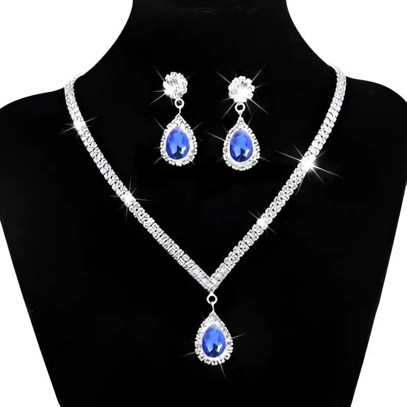 Silver V-Shaped Crystal Bridal Jewelry Set