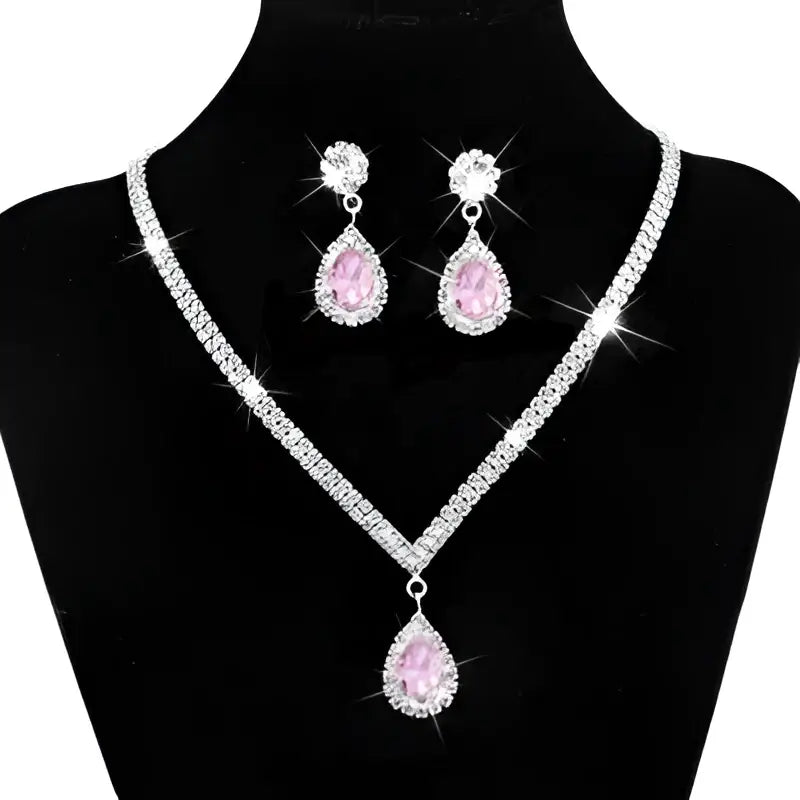Silver V-Shaped Crystal Bridal Jewelry Set