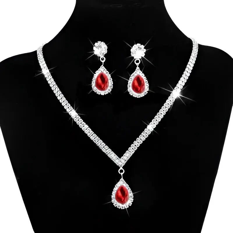 Silver V-Shaped Crystal Bridal Jewelry Set