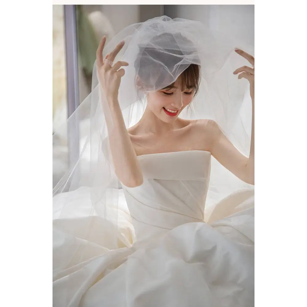 Simple Elegant French Style Satin Wedding Dress