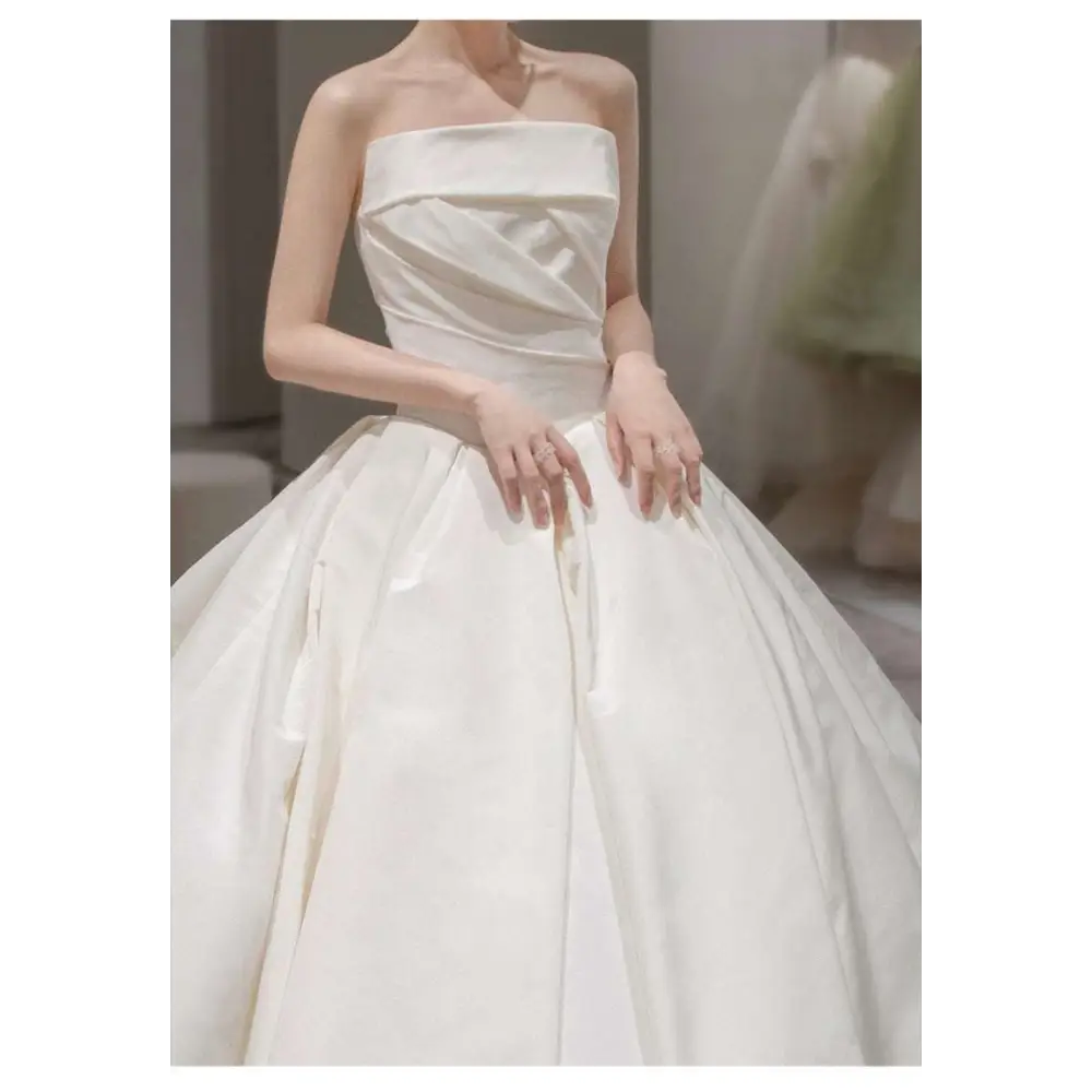 Simple Elegant French Style Satin Wedding Dress