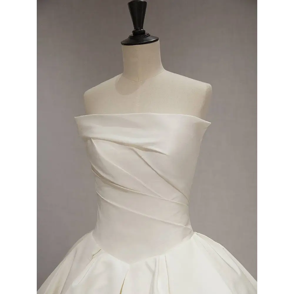 Simple Elegant French Style Satin Wedding Dress
