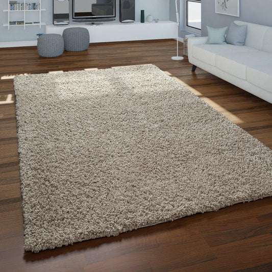 Simple High-Pile Rug Beige Brown Living Room Robust-0
