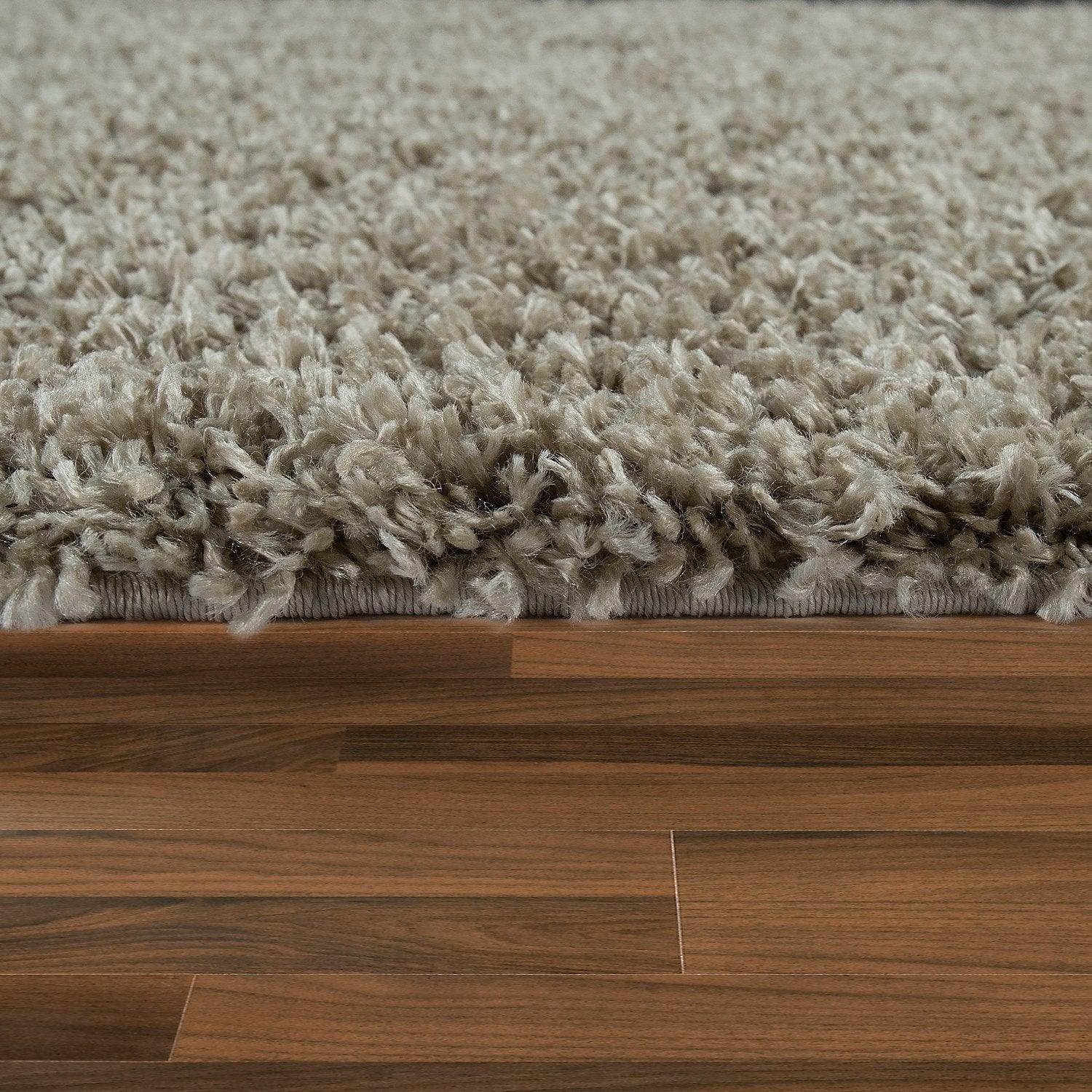 Simple High-Pile Rug Beige Brown Living Room Robust-1