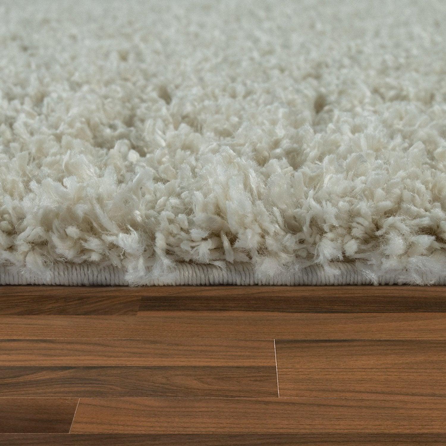 Simple High-Pile Rug White Cream Living Room Robust-2