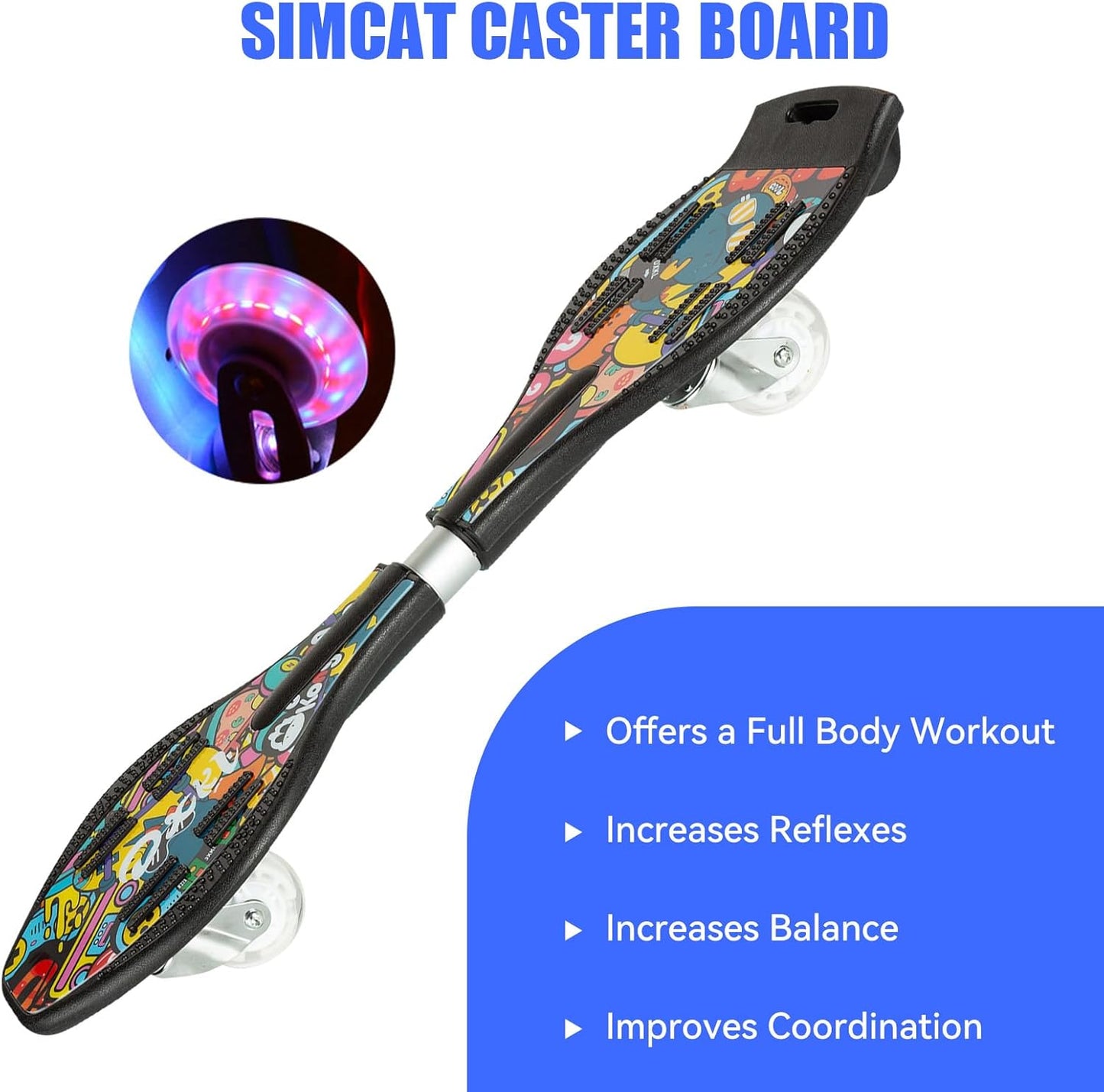 Caster Board 2 Wheel Pivoting Skateboard with 360-degree Casters