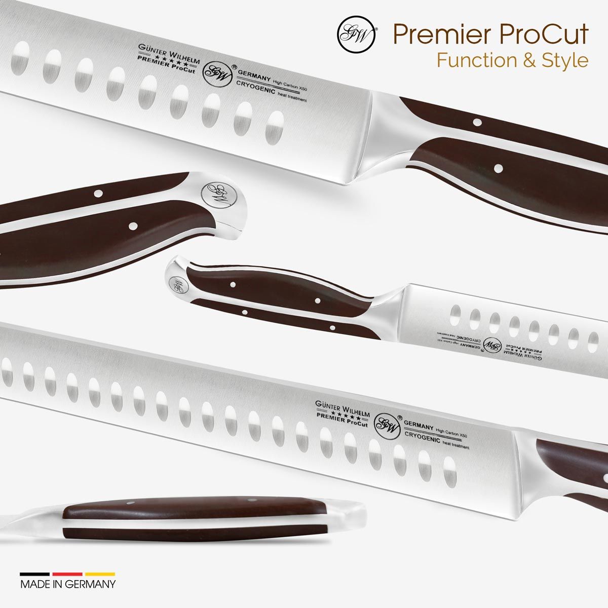 Gunter Wilhelm Premier Slicer/Brisket Knife, 12 Inch | Dark Brown ABS Handle SKU: 30-320-0612-2
