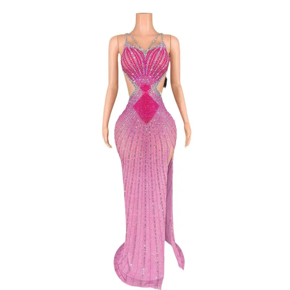 Sling Super Shiny Light Diamond Beaded Evening Gown