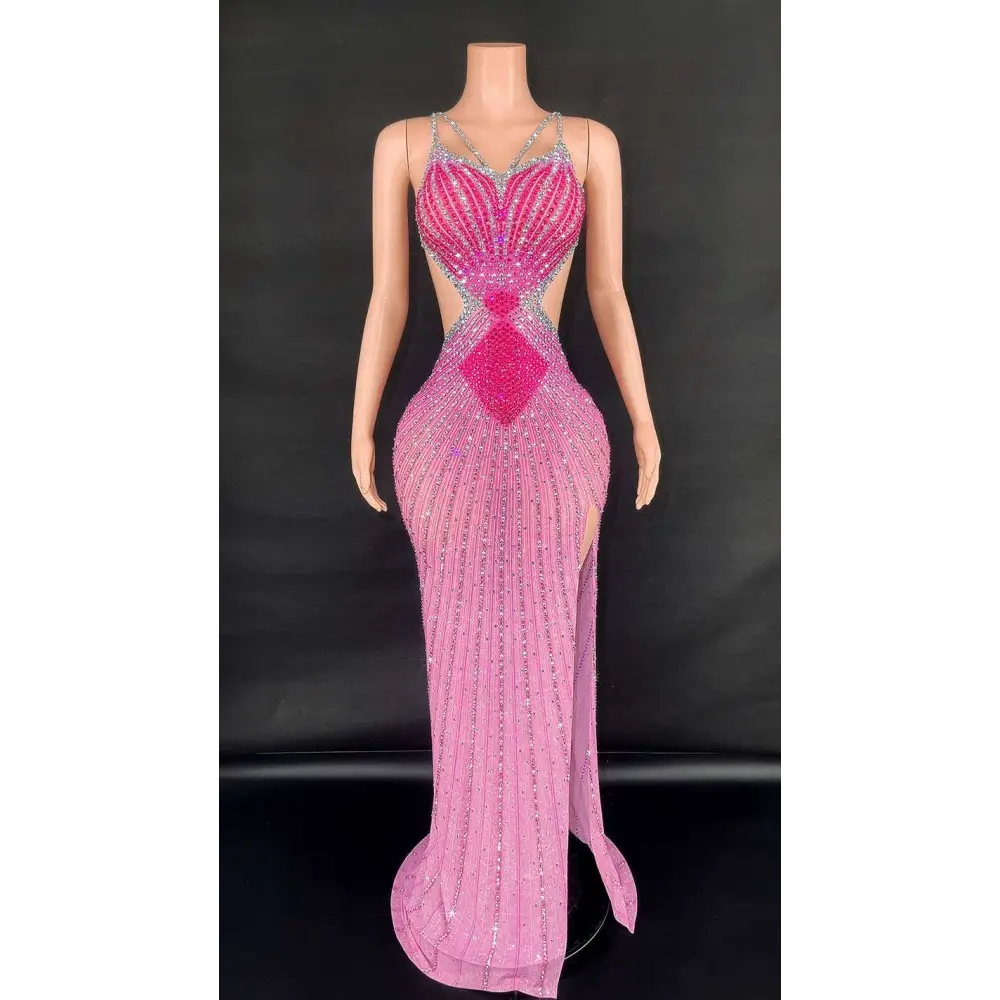 Sling Super Shiny Light Diamond Beaded Evening Gown