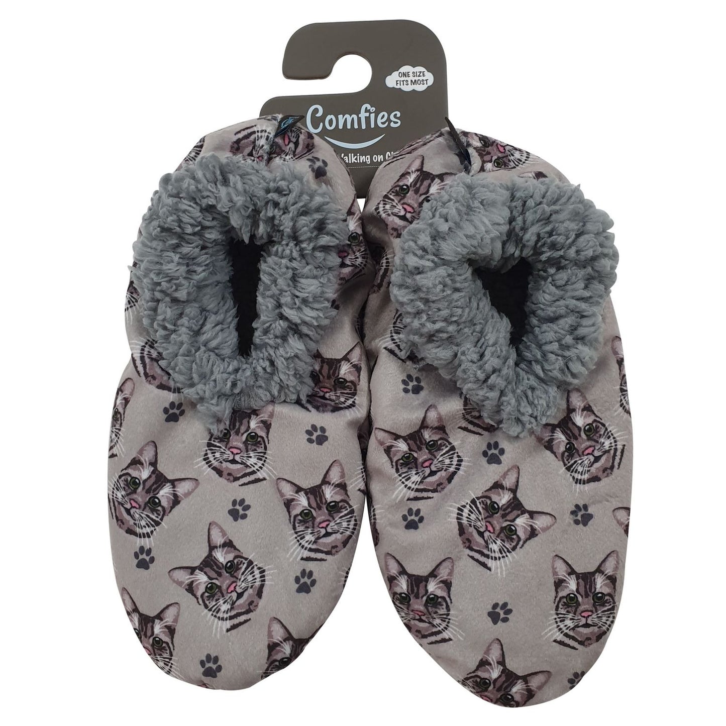 Cat (Silver) Tabby Slippers - Comfies