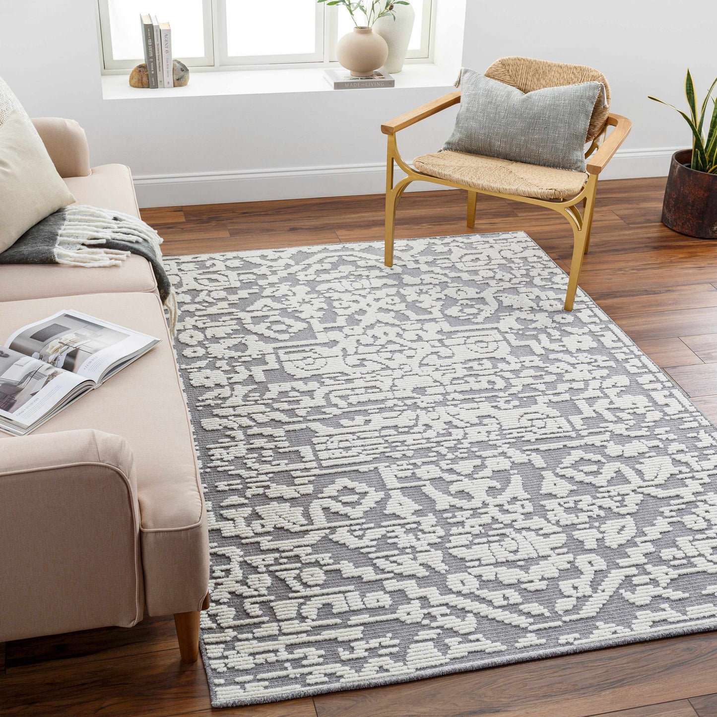 Beren Gray Washable Area Rug - Clearance-1
