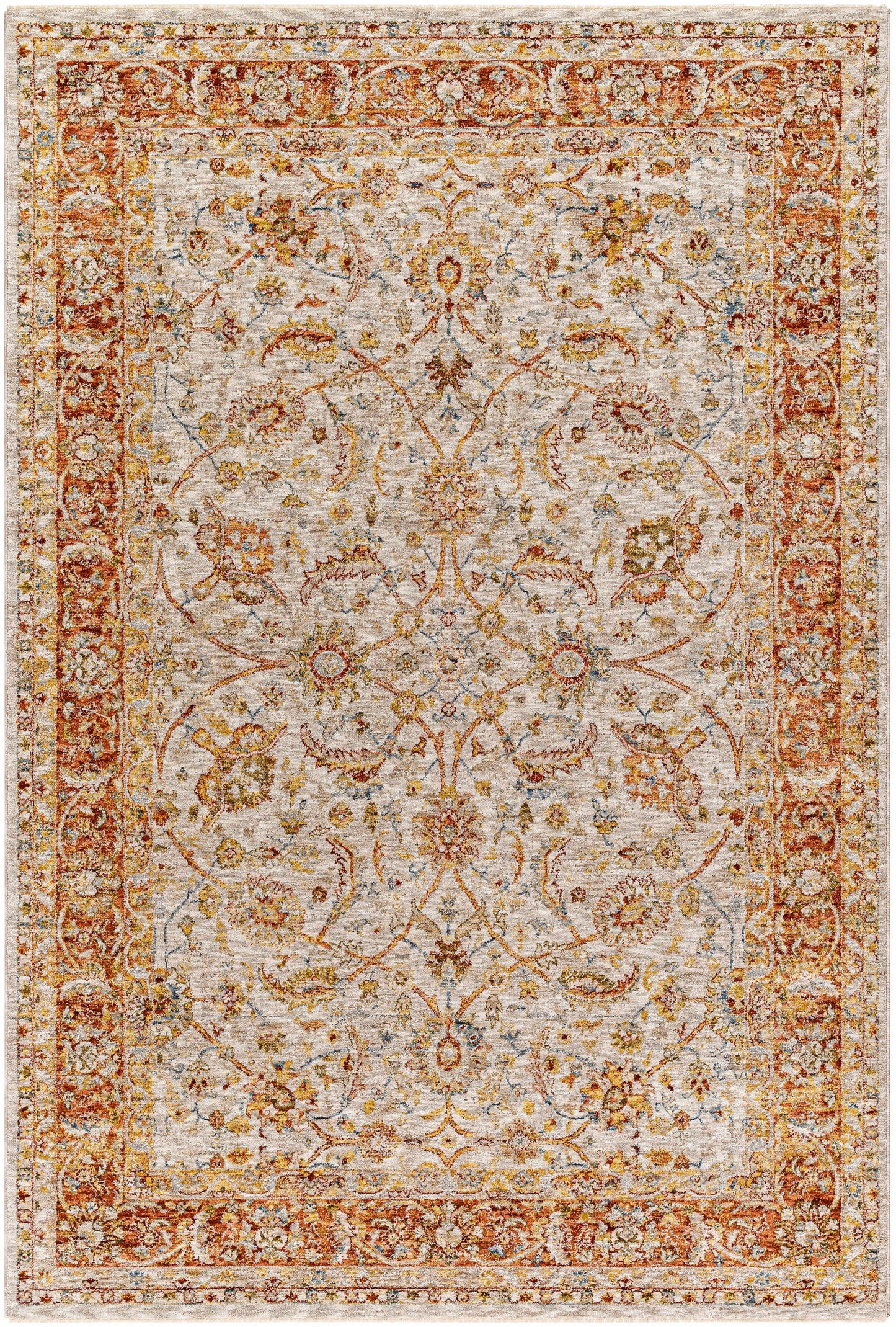 Dyan Cream Textured Rug with Fringes-0