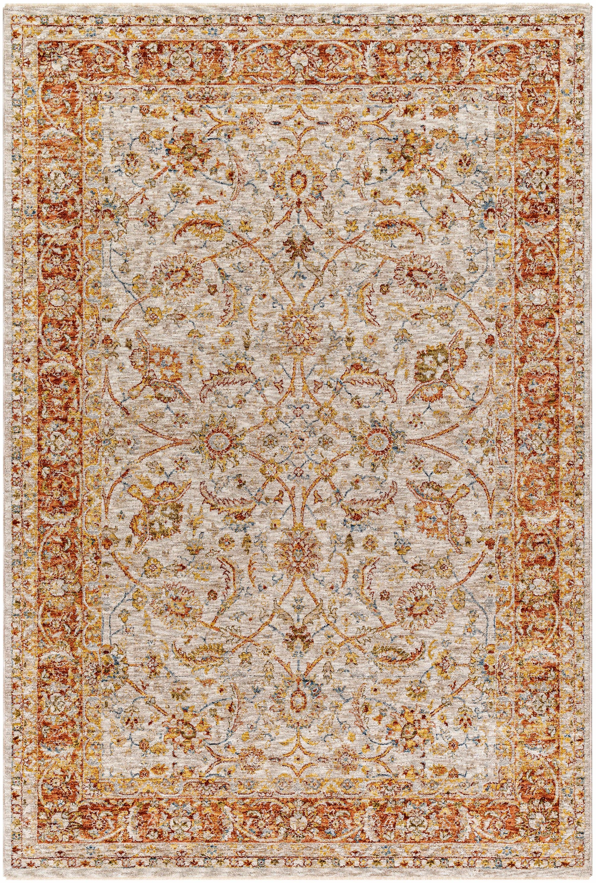 Dyan Cream Textured Rug with Fringes-0