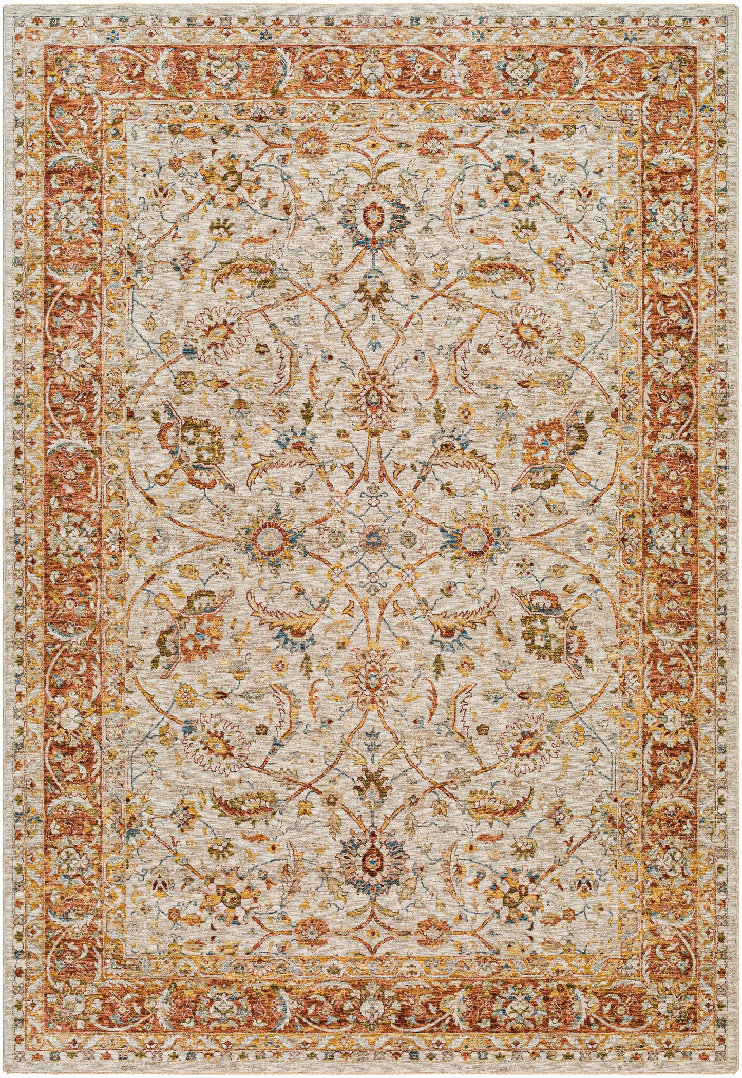 Dyan Cream Textured Rug with Fringes-2