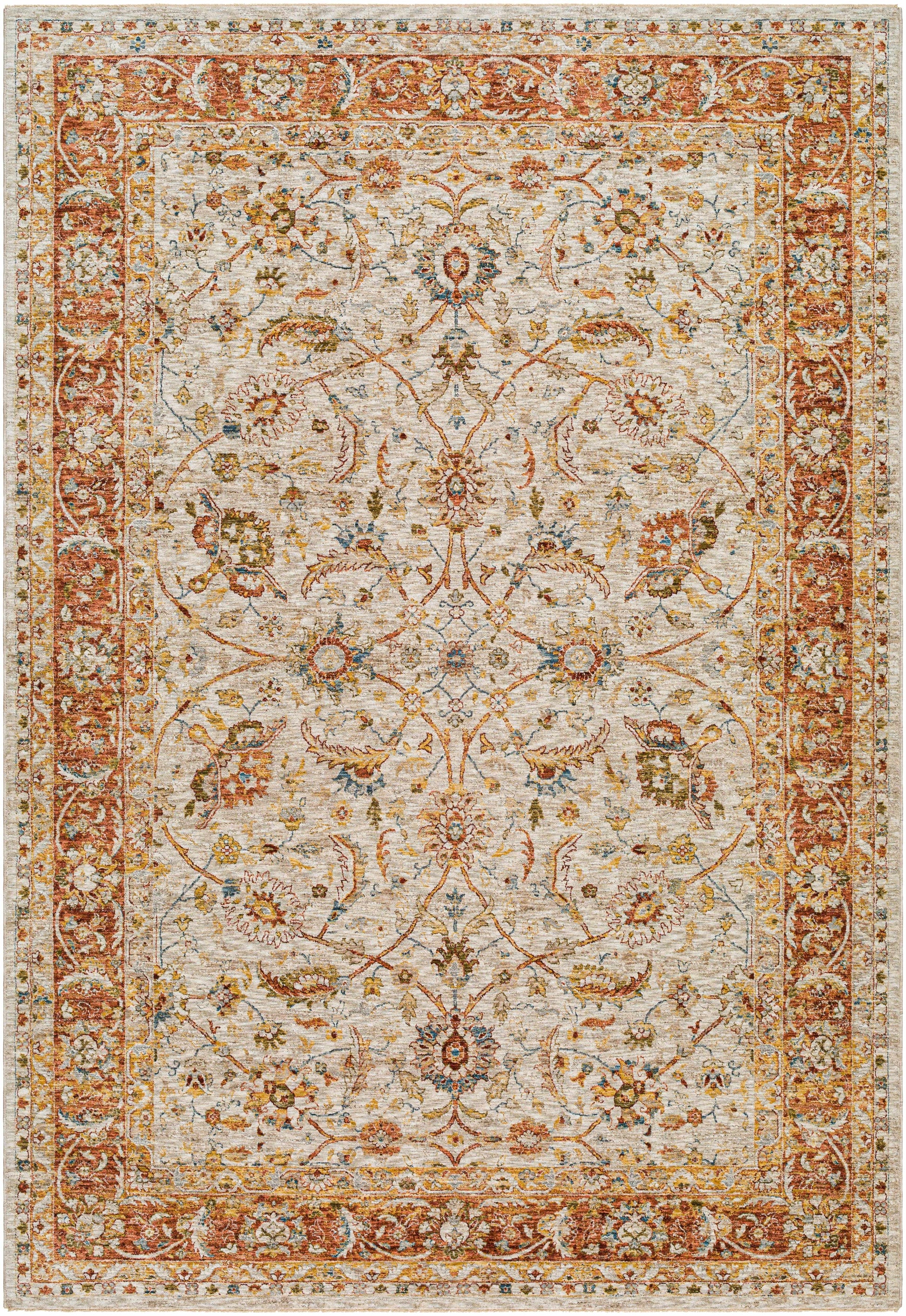 Dyan Cream Textured Rug with Fringes-2