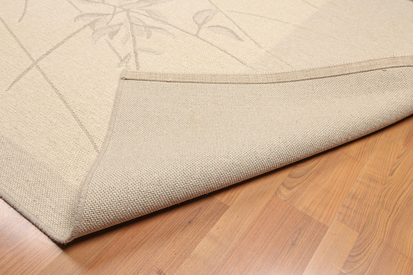 5'3" x 7'4" Contemporary Flat Pile Belgian 100% Wool Area Rug Beige-1