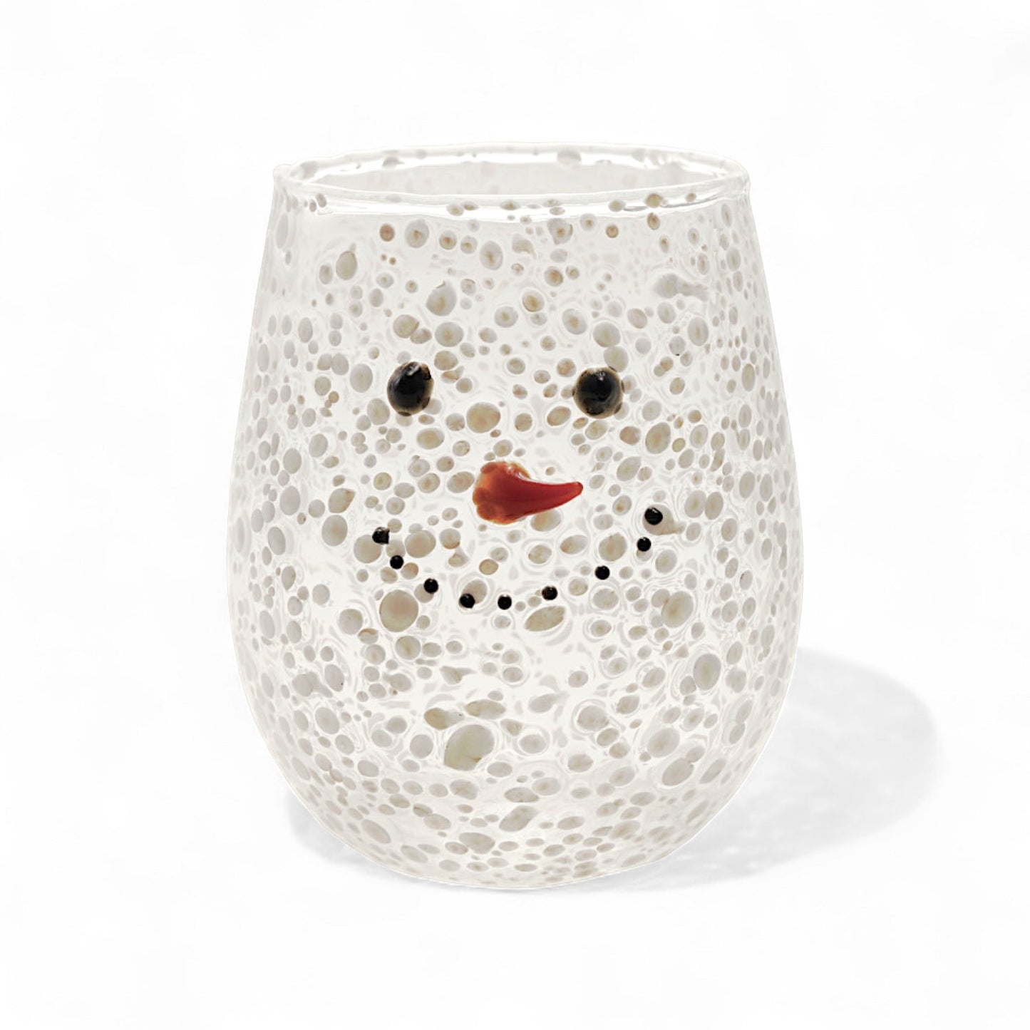 Snowman Confetti Stemless Wine Glass