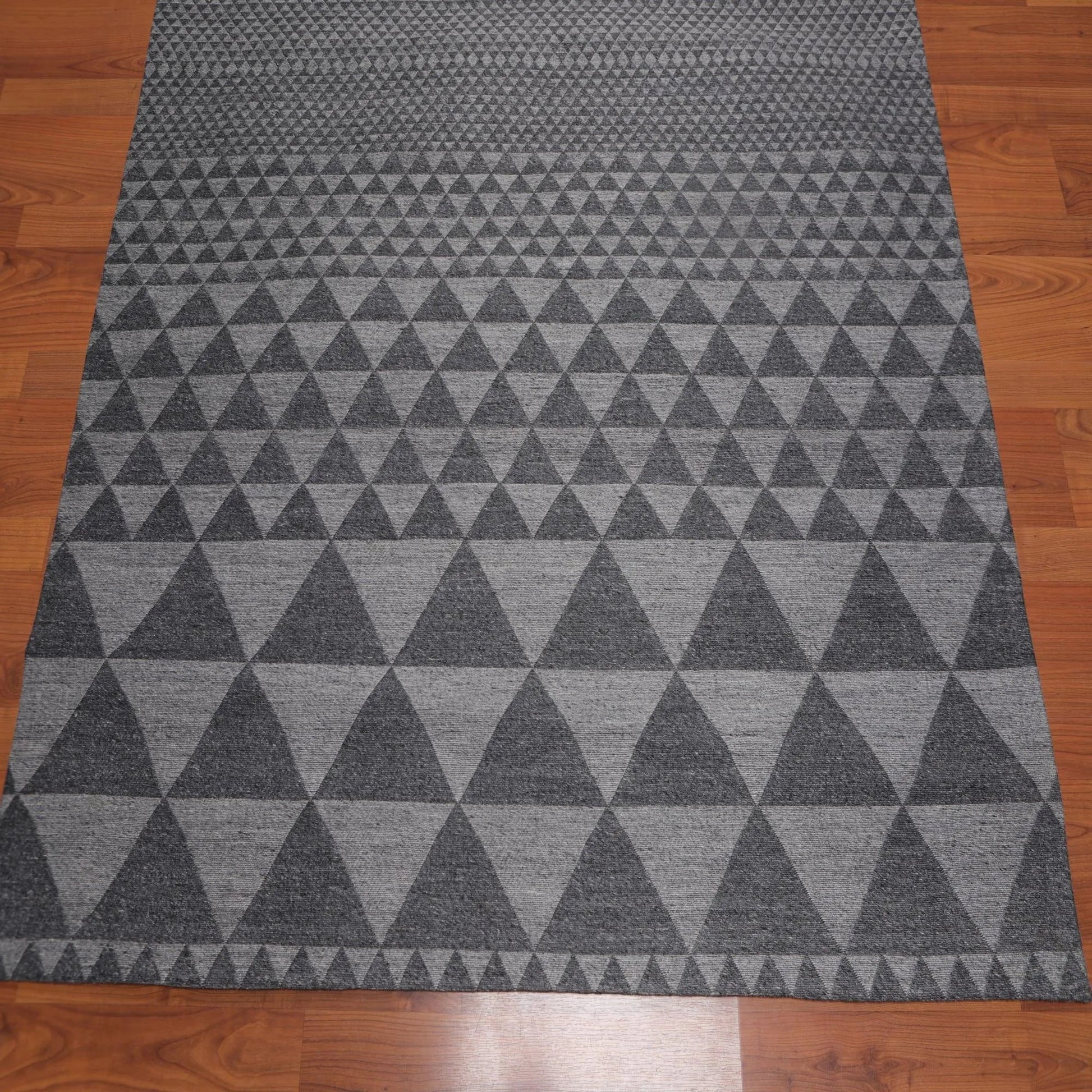 5' x 7' Handmade Geometric 100% Wool Modern Flatweave Area Rug Modern Gray-3