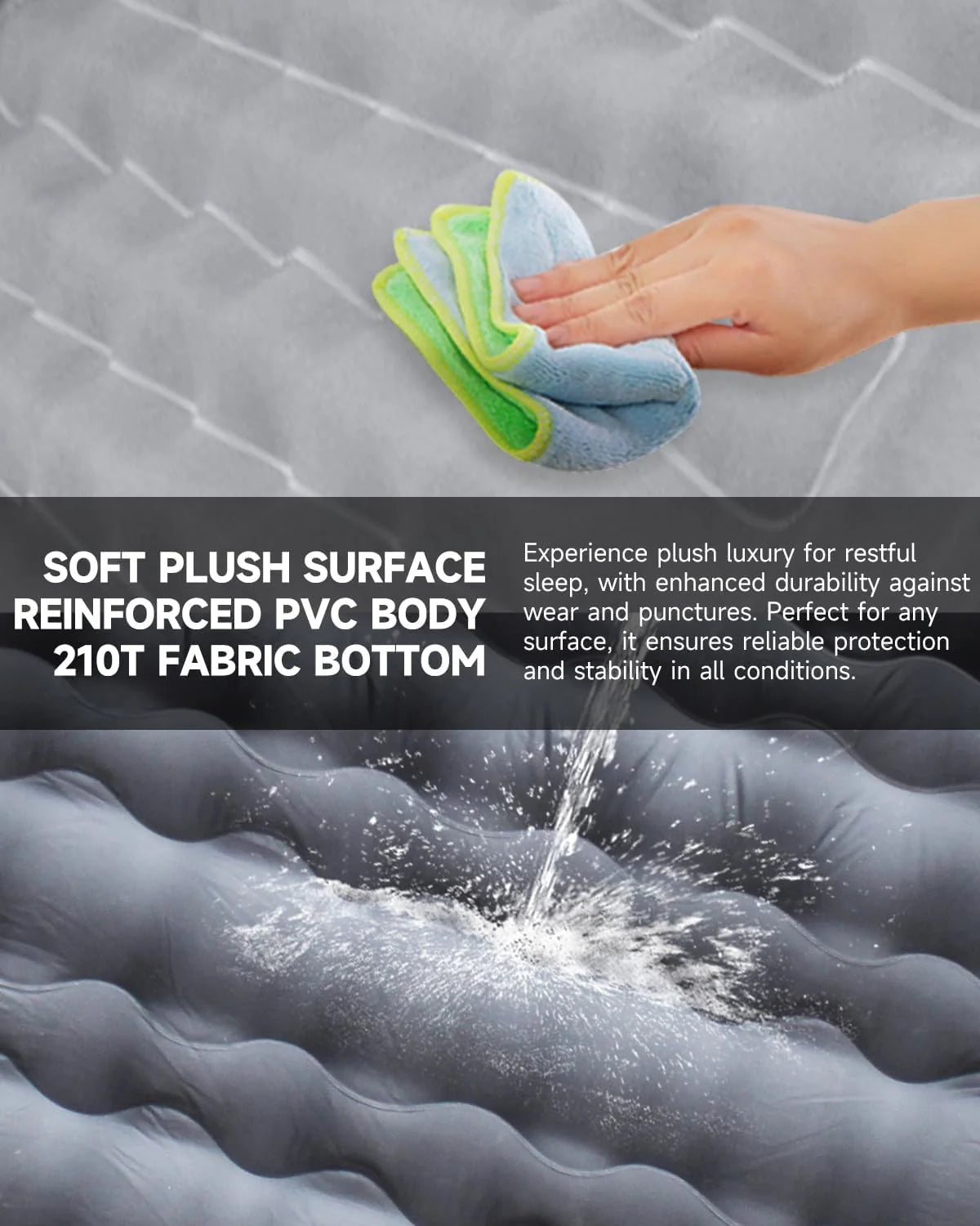 soft plush surface for blowup bed