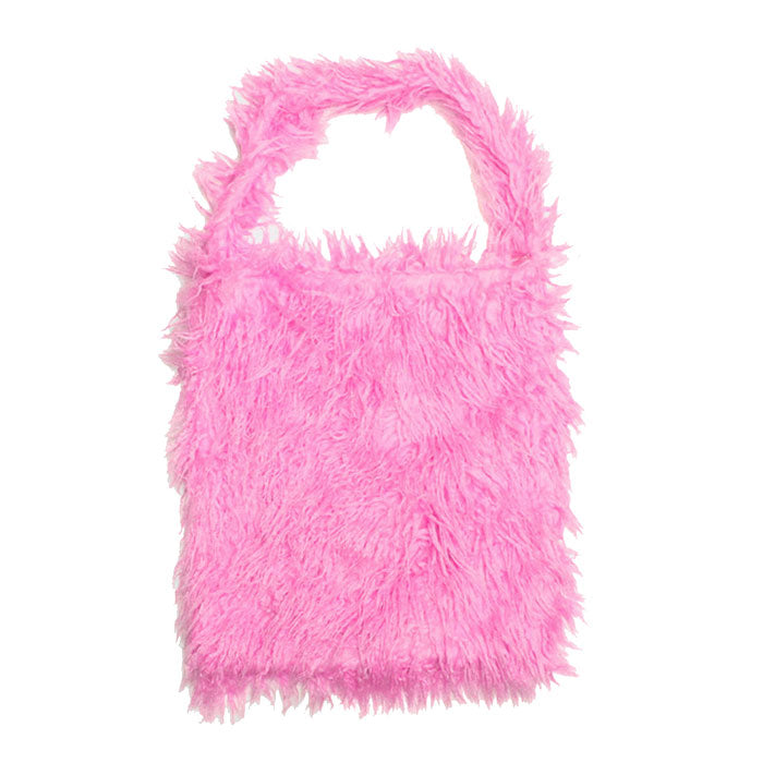 Solid Color Faux Fur Fringe Shoulder Bag