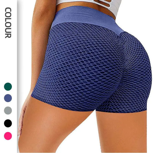 Solid Color Honeycomb Design Yoga Shorts