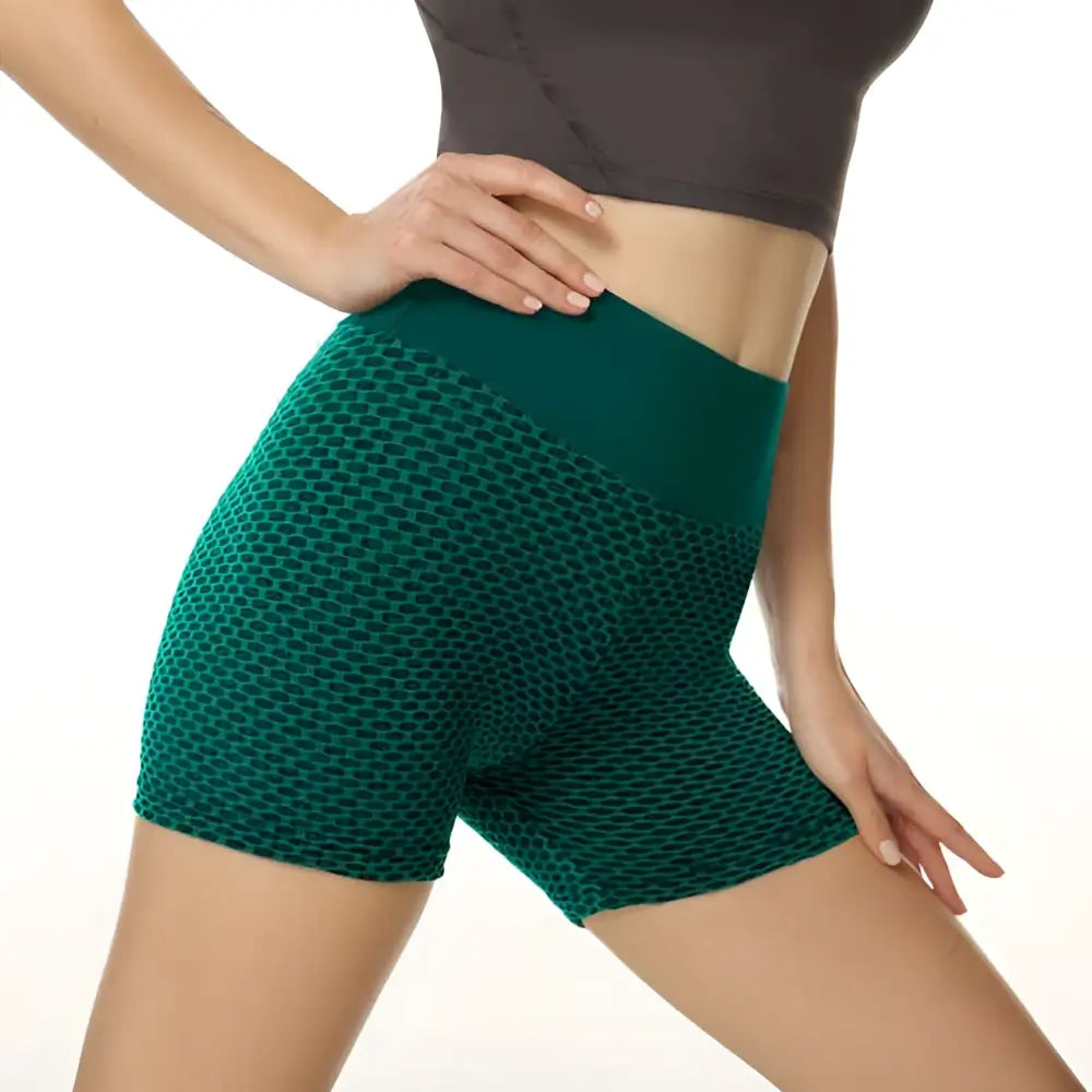 Solid Color Honeycomb Design Yoga Shorts