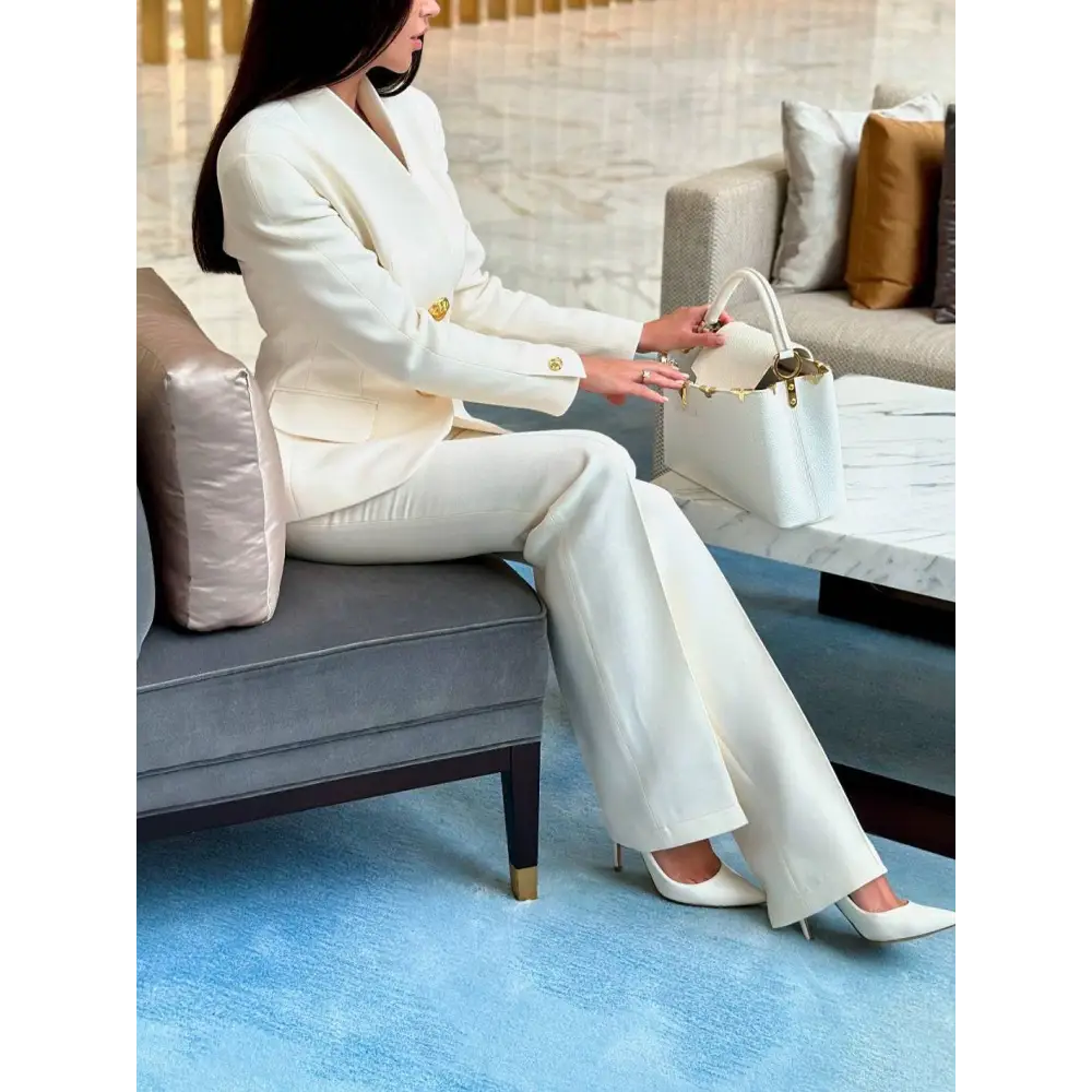 Solid Color Single-breasted Blazer and Pants Set