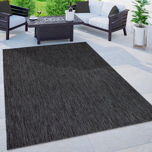 Solid Outdoor Rug for Patio or Balcony weatherproof in Mottled Anthracite-0