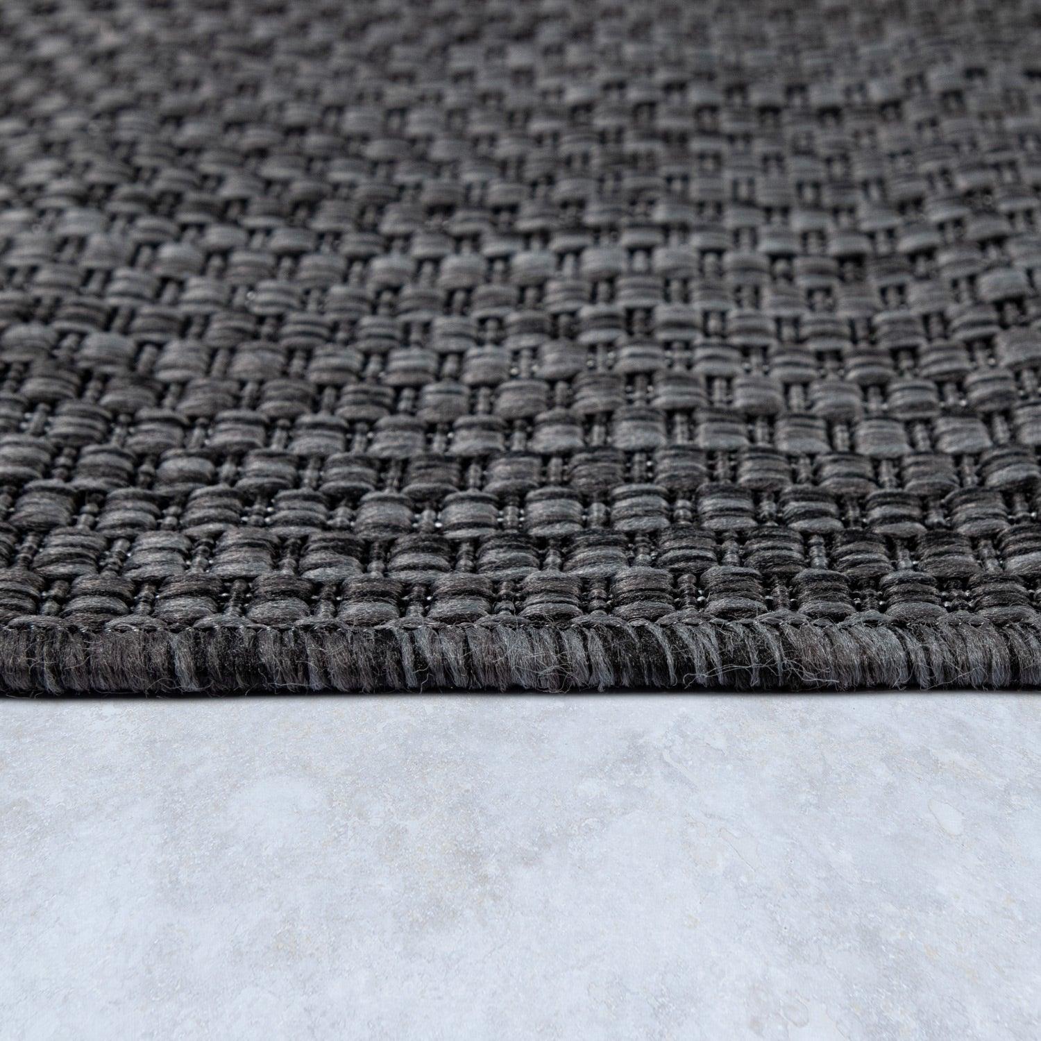 Solid Outdoor Rug for Patio or Balcony weatherproof in Mottled Anthracite-1