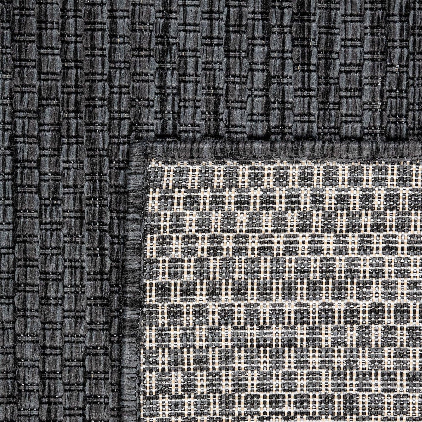 Solid Outdoor Rug for Patio or Balcony weatherproof in Mottled Anthracite-2