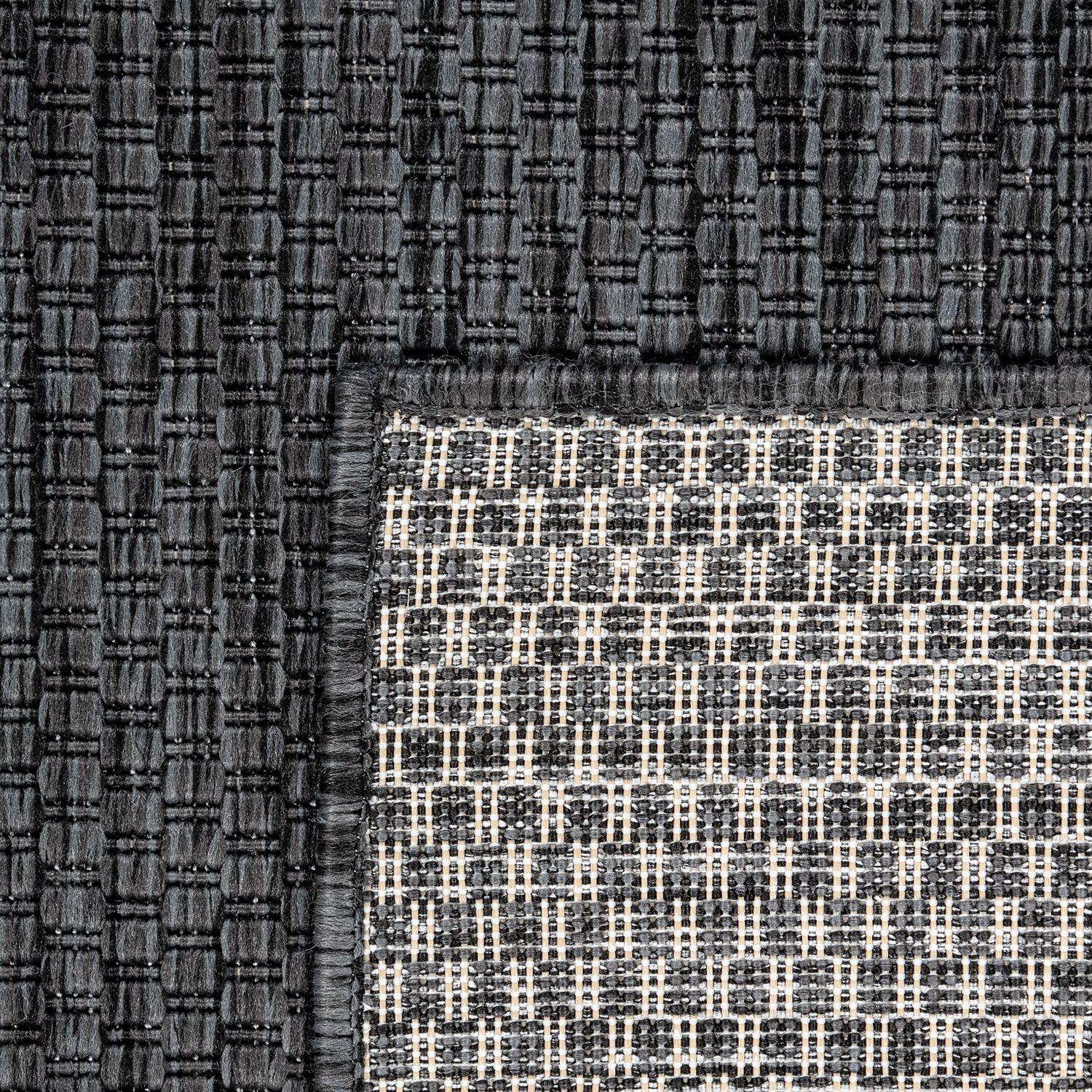 Solid Outdoor Rug for Patio or Balcony weatherproof in Mottled Anthracite-2