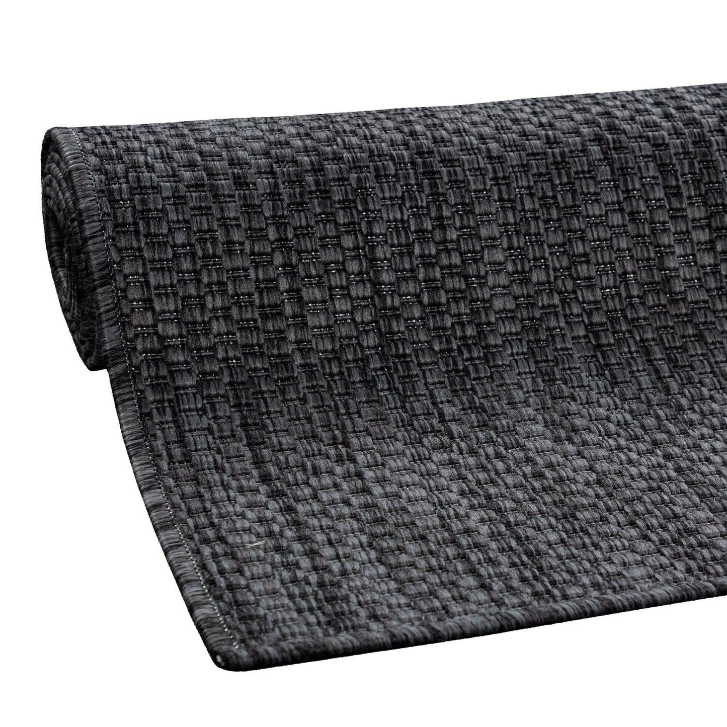 Solid Outdoor Rug for Patio or Balcony weatherproof in Mottled Anthracite-3