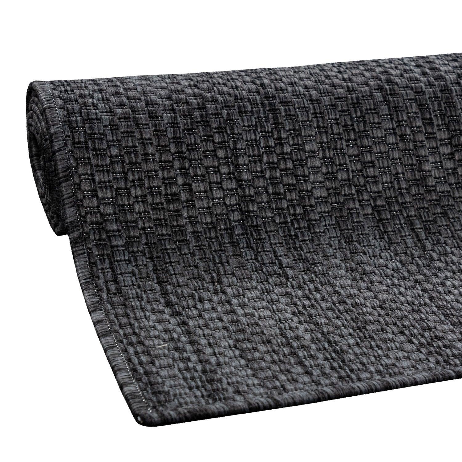 Solid Outdoor Rug for Patio or Balcony weatherproof in Mottled Anthracite-3