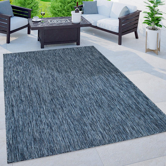 Solid Outdoor Rug for Patio or Balcony weatherproof in Mottled Blue-0