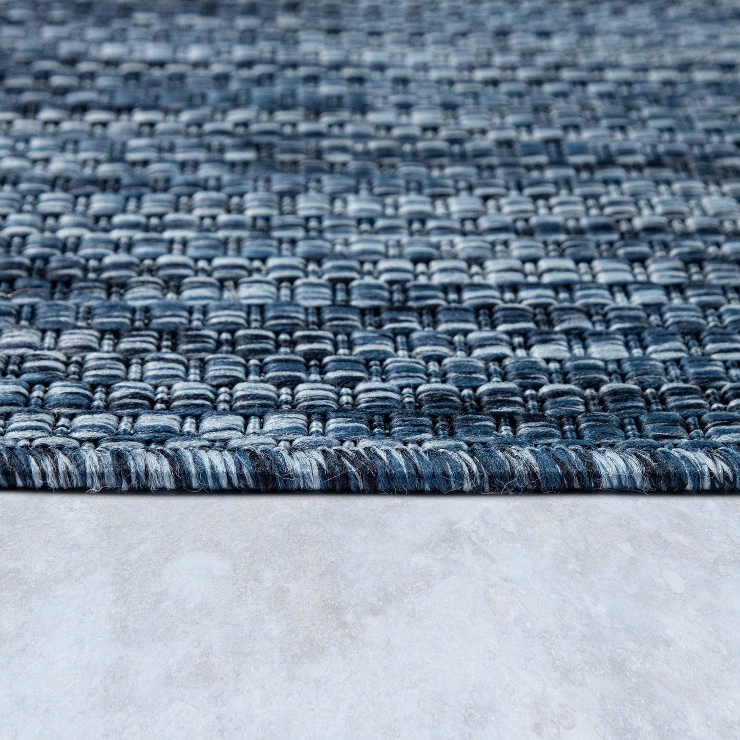 Solid Outdoor Rug for Patio or Balcony weatherproof in Mottled Blue-1