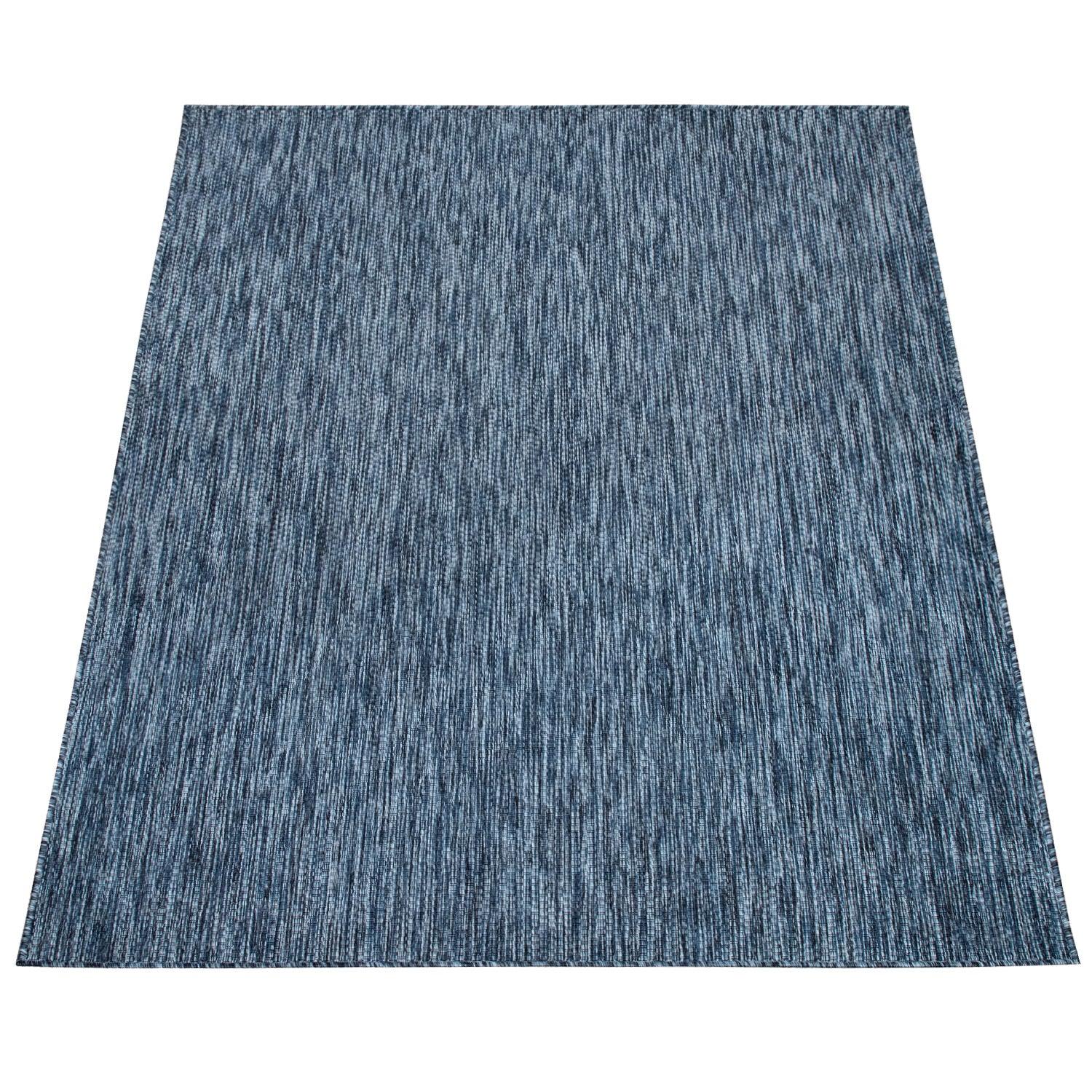 Solid Outdoor Rug for Patio or Balcony weatherproof in Mottled Blue-4