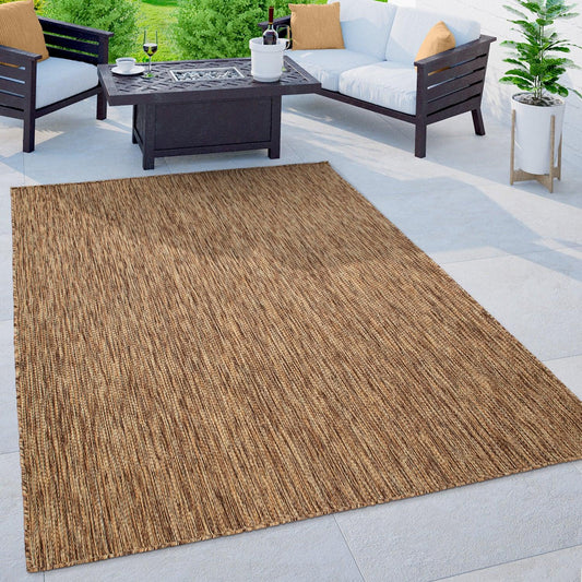 Solid Outdoor Rug for Patio or Balcony weatherproof in Mottled Brown Beige-0