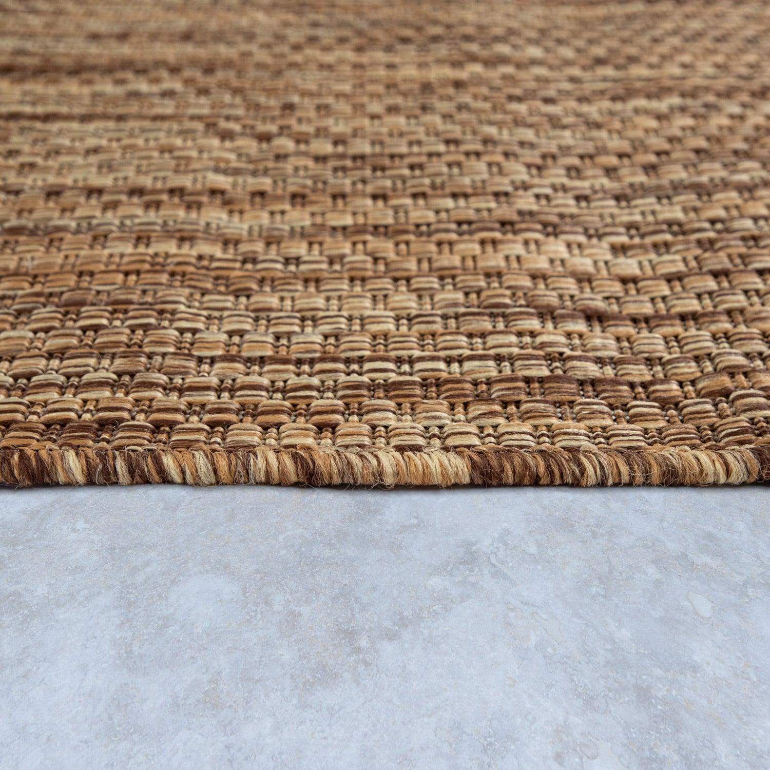 Solid Outdoor Rug for Patio or Balcony weatherproof in Mottled Brown Beige-1