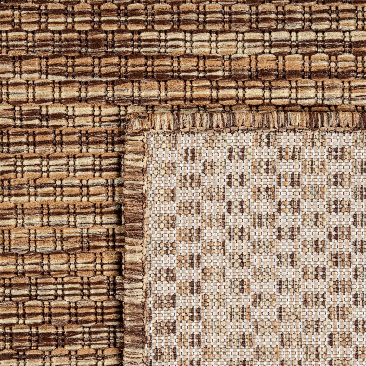 Solid Outdoor Rug for Patio or Balcony weatherproof in Mottled Brown Beige-2
