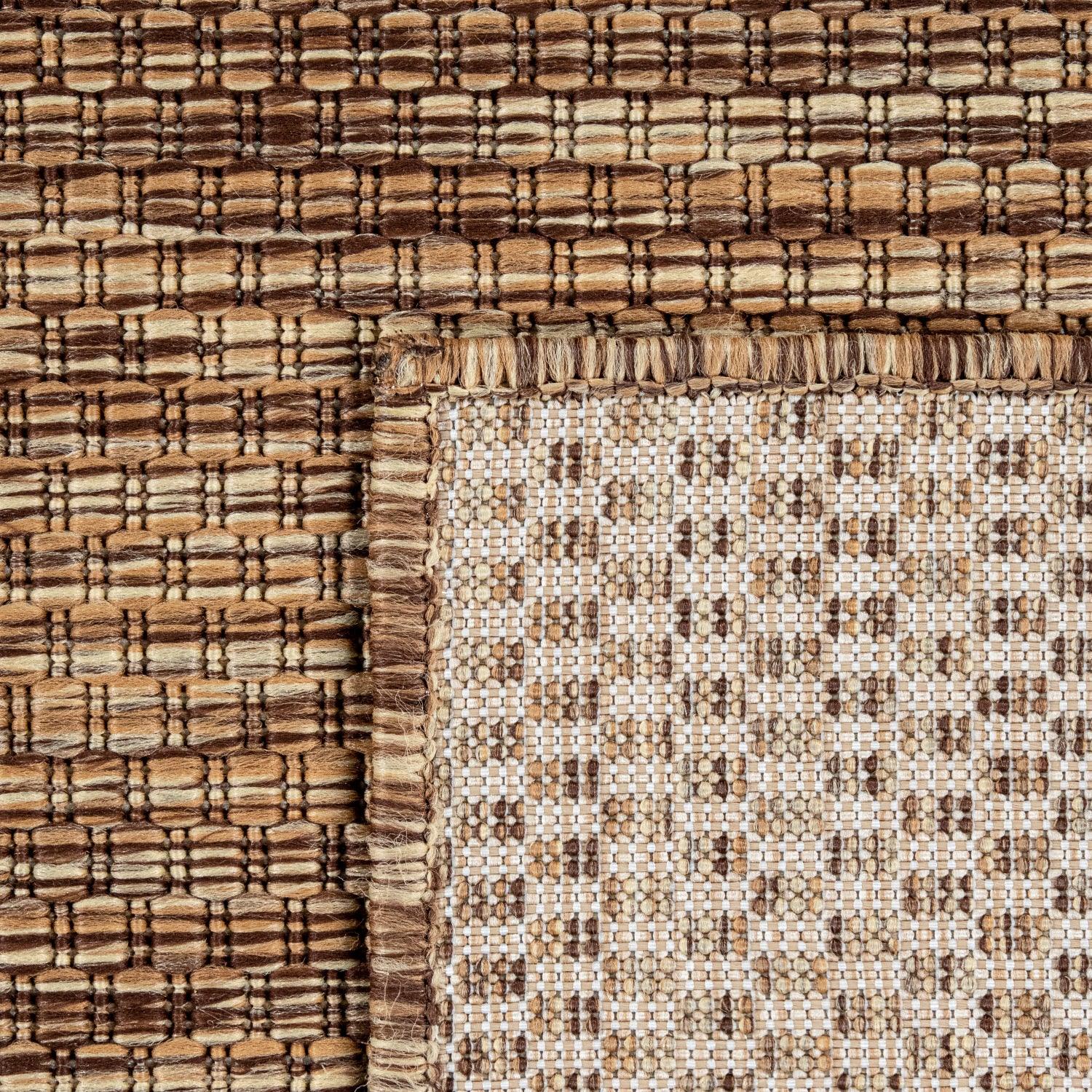 Solid Outdoor Rug for Patio or Balcony weatherproof in Mottled Brown Beige-2