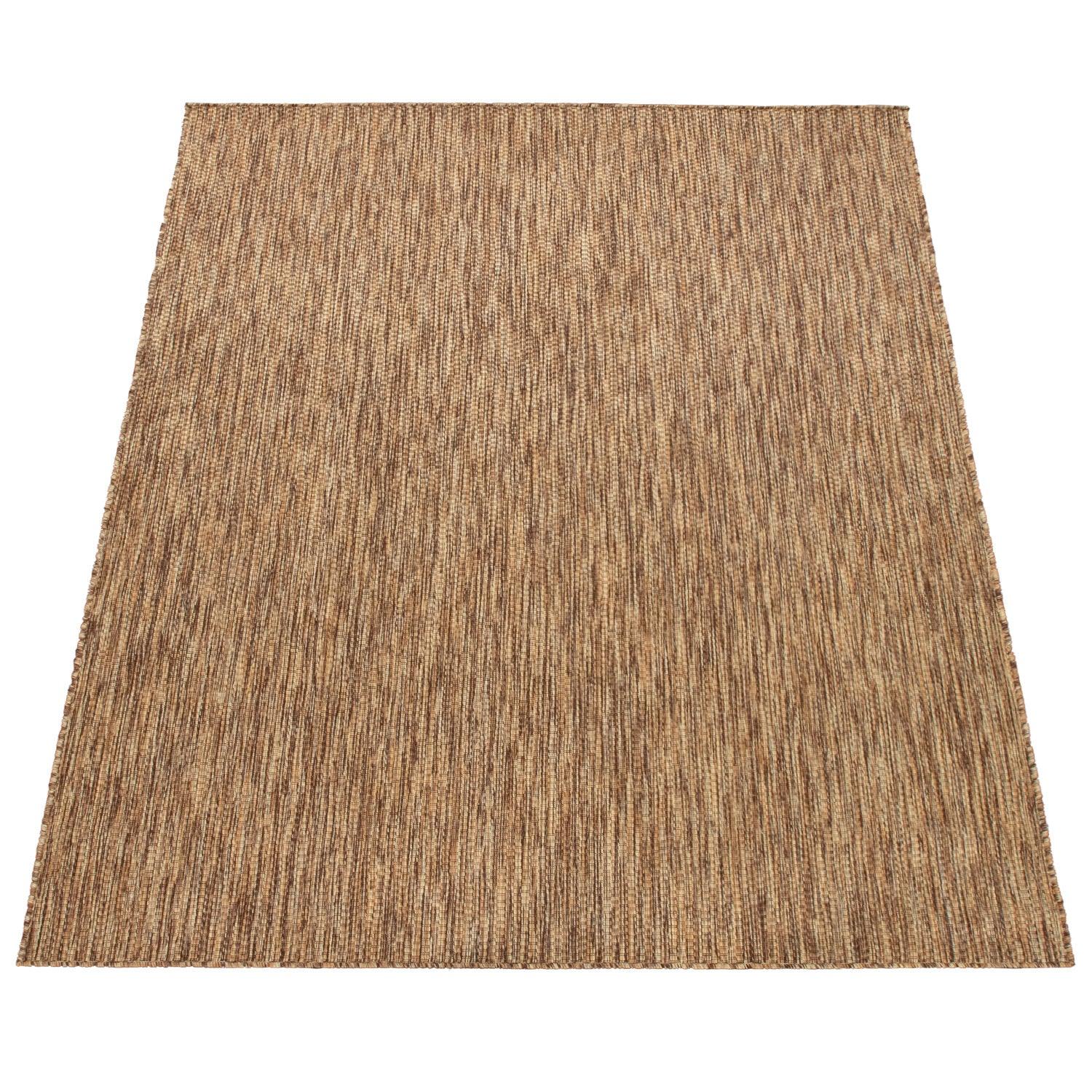 Solid Outdoor Rug for Patio or Balcony weatherproof in Mottled Brown Beige-4