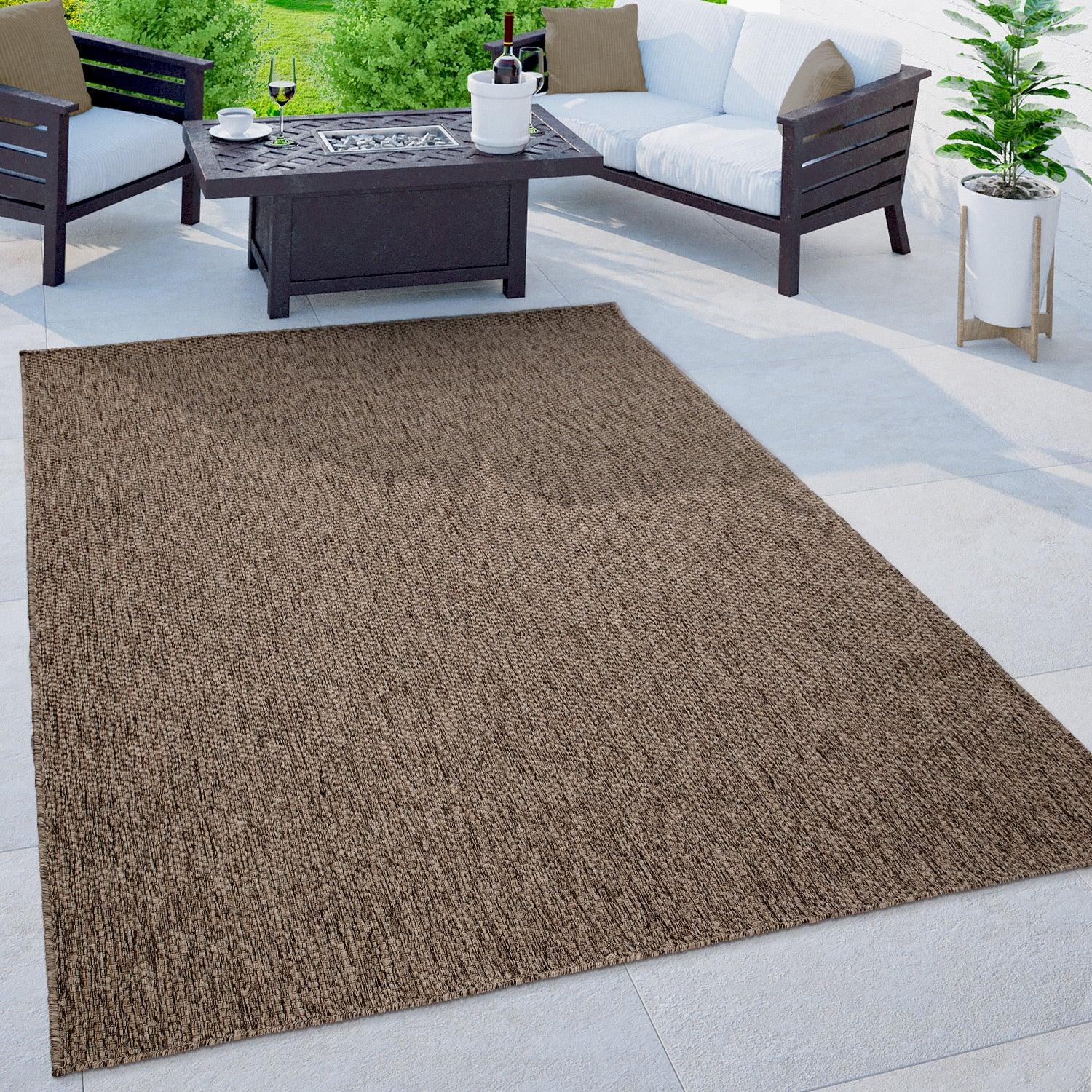 Solid Outdoor Rug for Patio or Balcony weatherproof in Mottled Brown-0