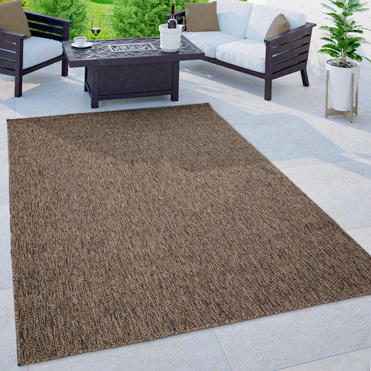 Solid Outdoor Rug for Patio or Balcony weatherproof in Mottled Brown-0