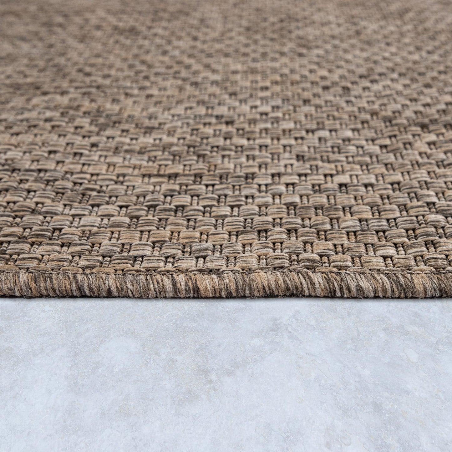 Solid Outdoor Rug for Patio or Balcony weatherproof in Mottled Brown-1