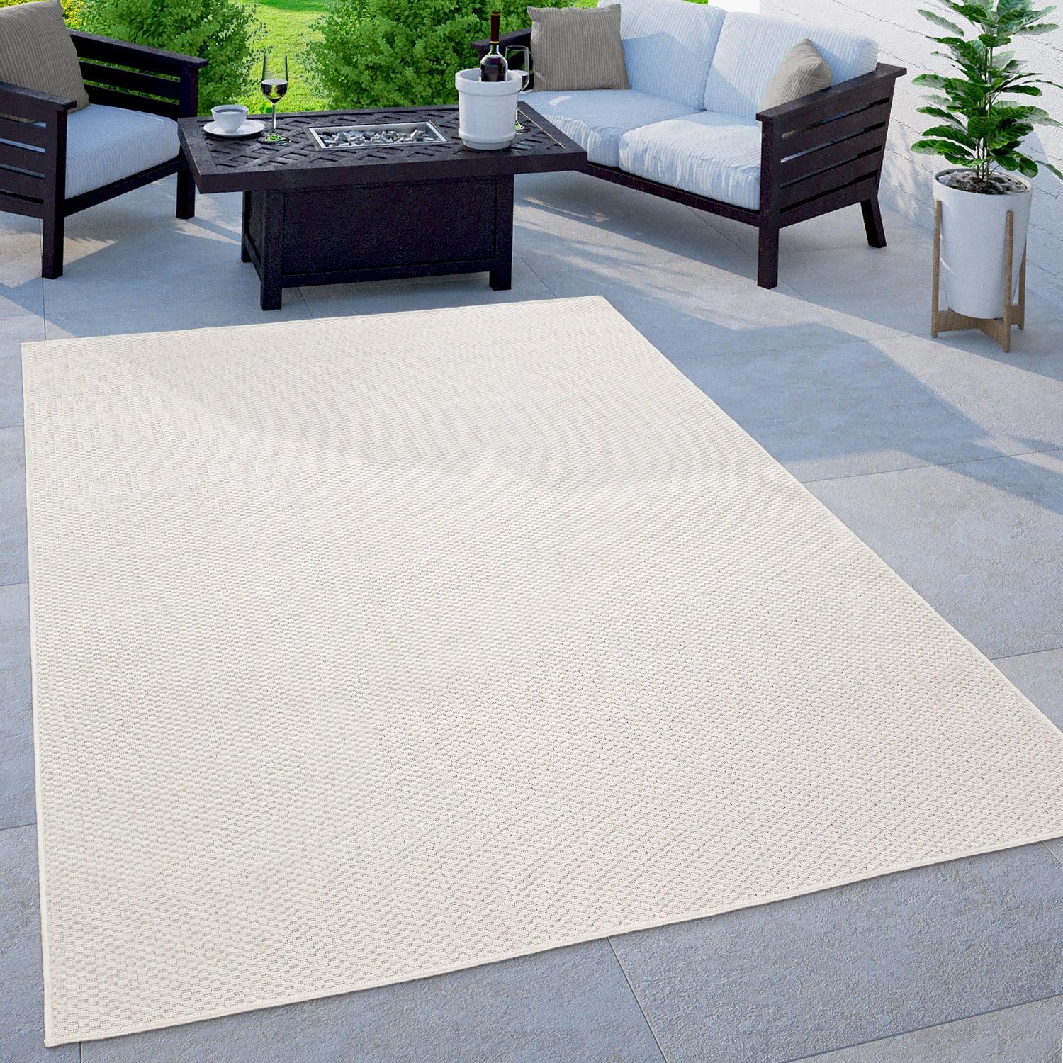 Solid Outdoor Rug for Patio or Balcony weatherproof in Mottled Cream-0