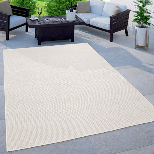 Solid Outdoor Rug for Patio or Balcony weatherproof in Mottled Cream-0