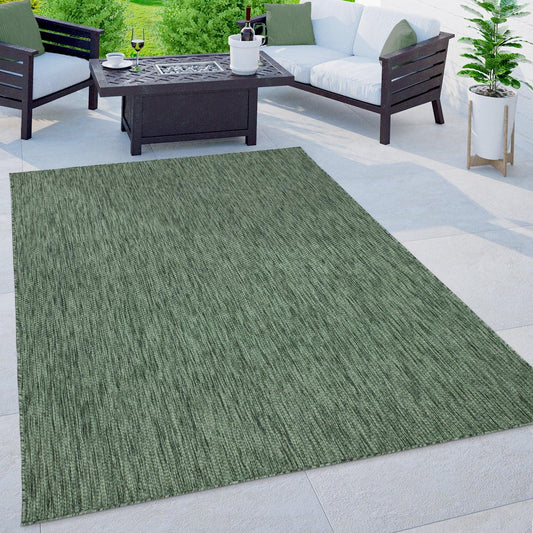 Solid Outdoor Rug for Patio or Balcony weatherproof in Mottled Dark Green-0
